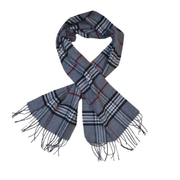 Perry Ellis Gray Plaid Scarf - Picture 1 of 6